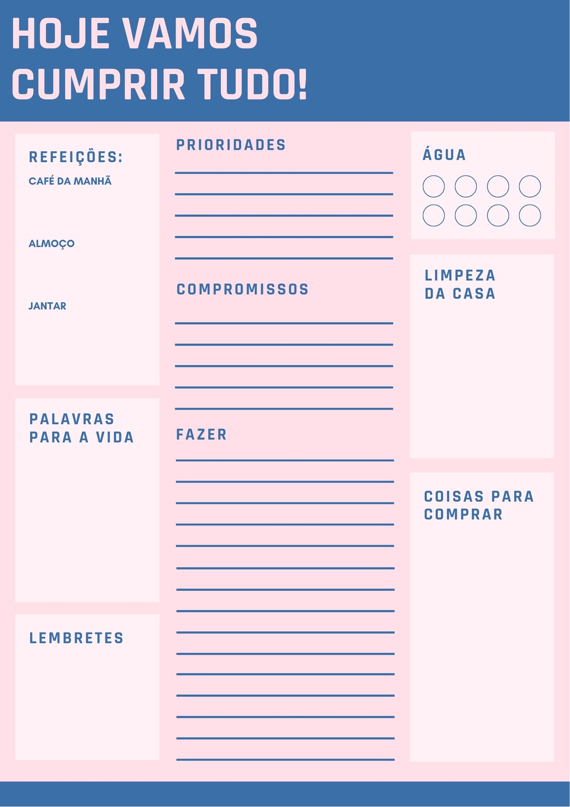 Rosa e Azul Simples Diário Planejador Rosa e Azul Simples Diário Planejador