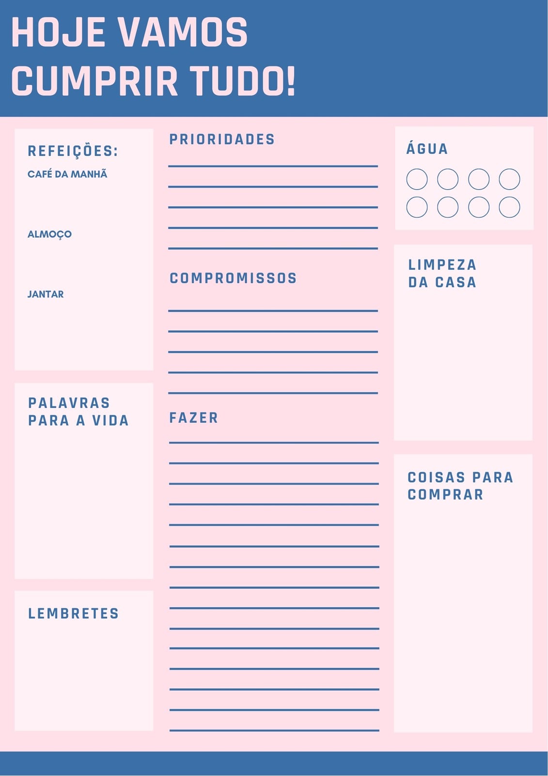 Rosa e Azul Simples Diário Planejador Rosa e Azul Simples Diário Planejador