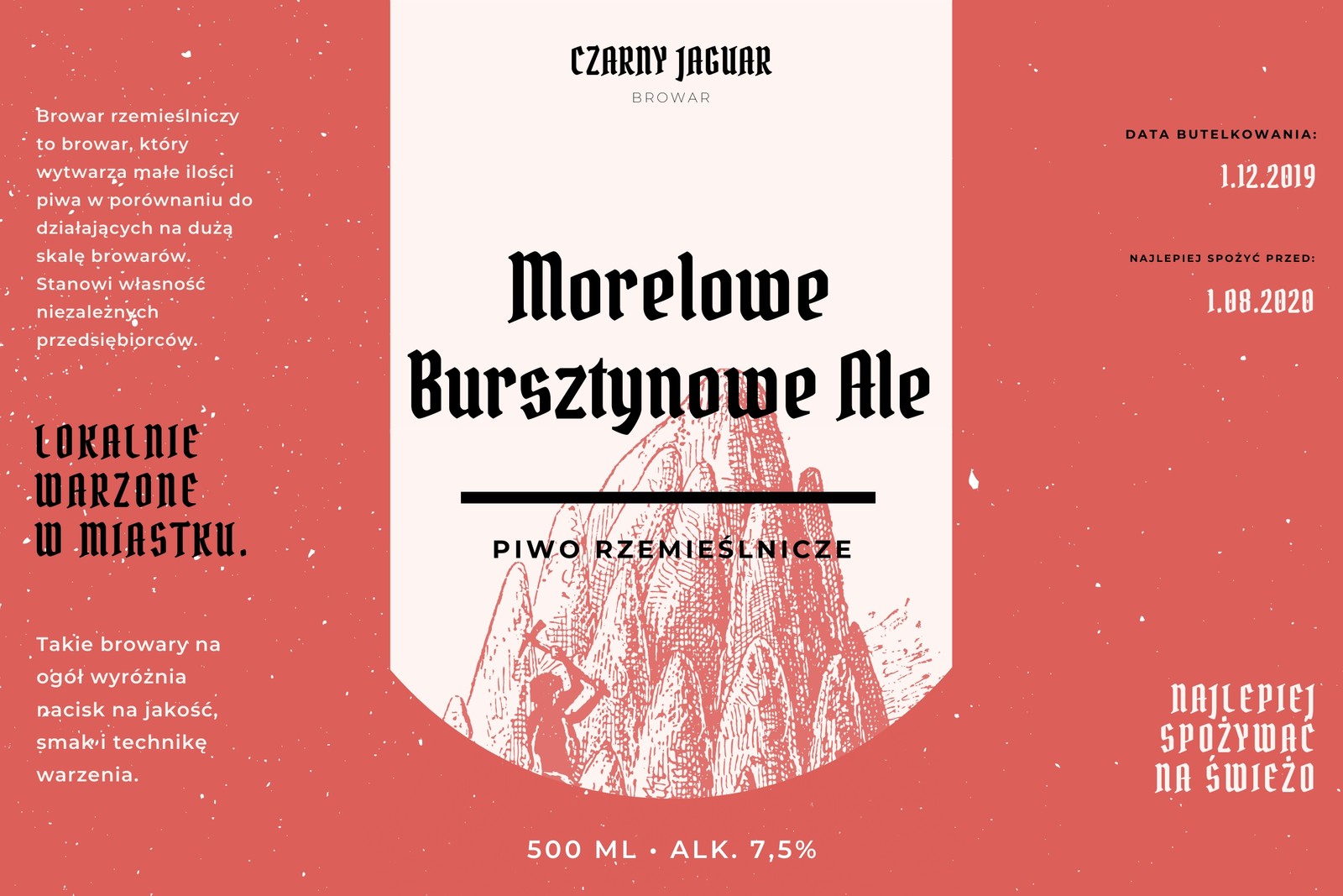 Czerwona i Kremowa Przybrudzona Vintage Ilustracja Etykieta Na Piwo Czerwona i Kremowa Przybrudzona Vintage Ilustracja Etykieta Na Piwo
