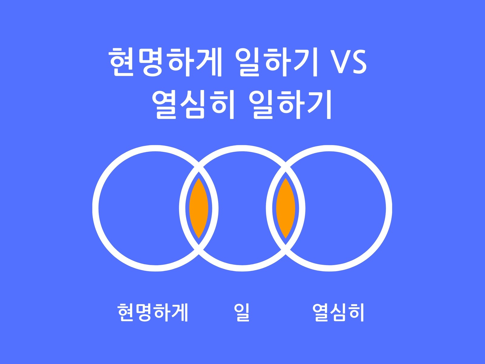 현명하게 일하기 vs 열심히 일하기 벤 다이어그램