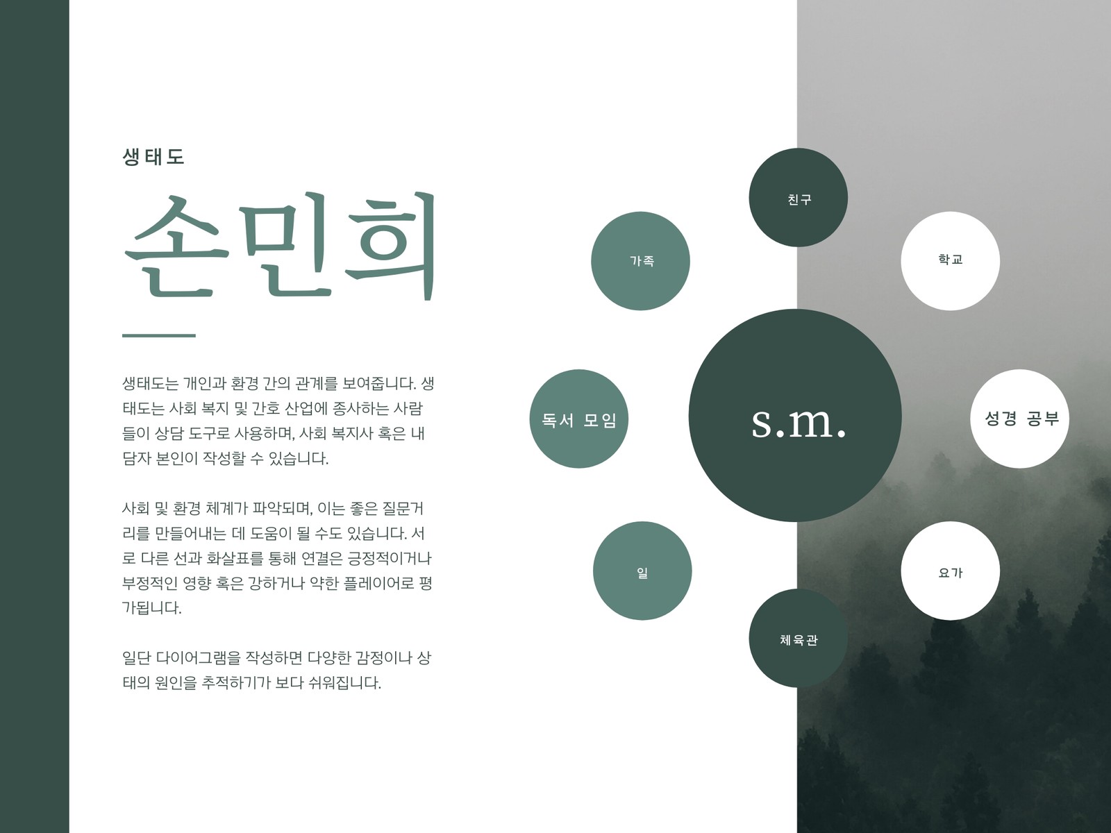 초록색 고급스러운 단순한 생태도 차트