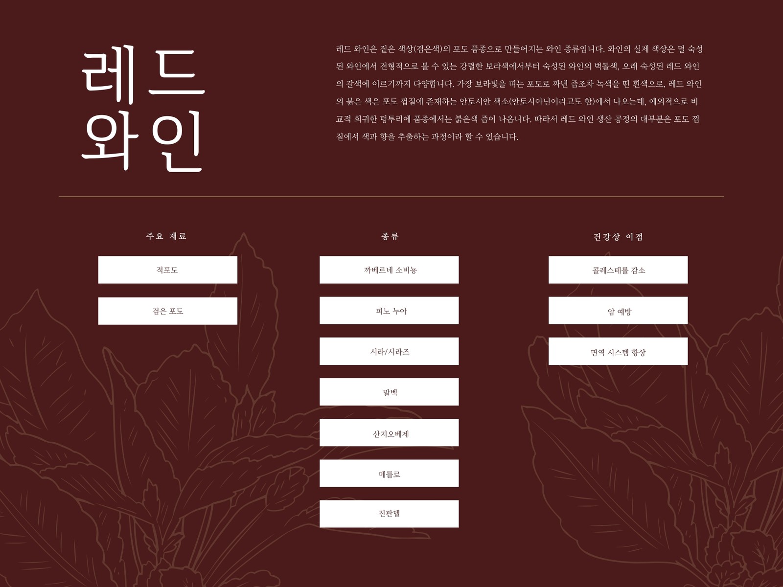 레드 와인 마인드맵