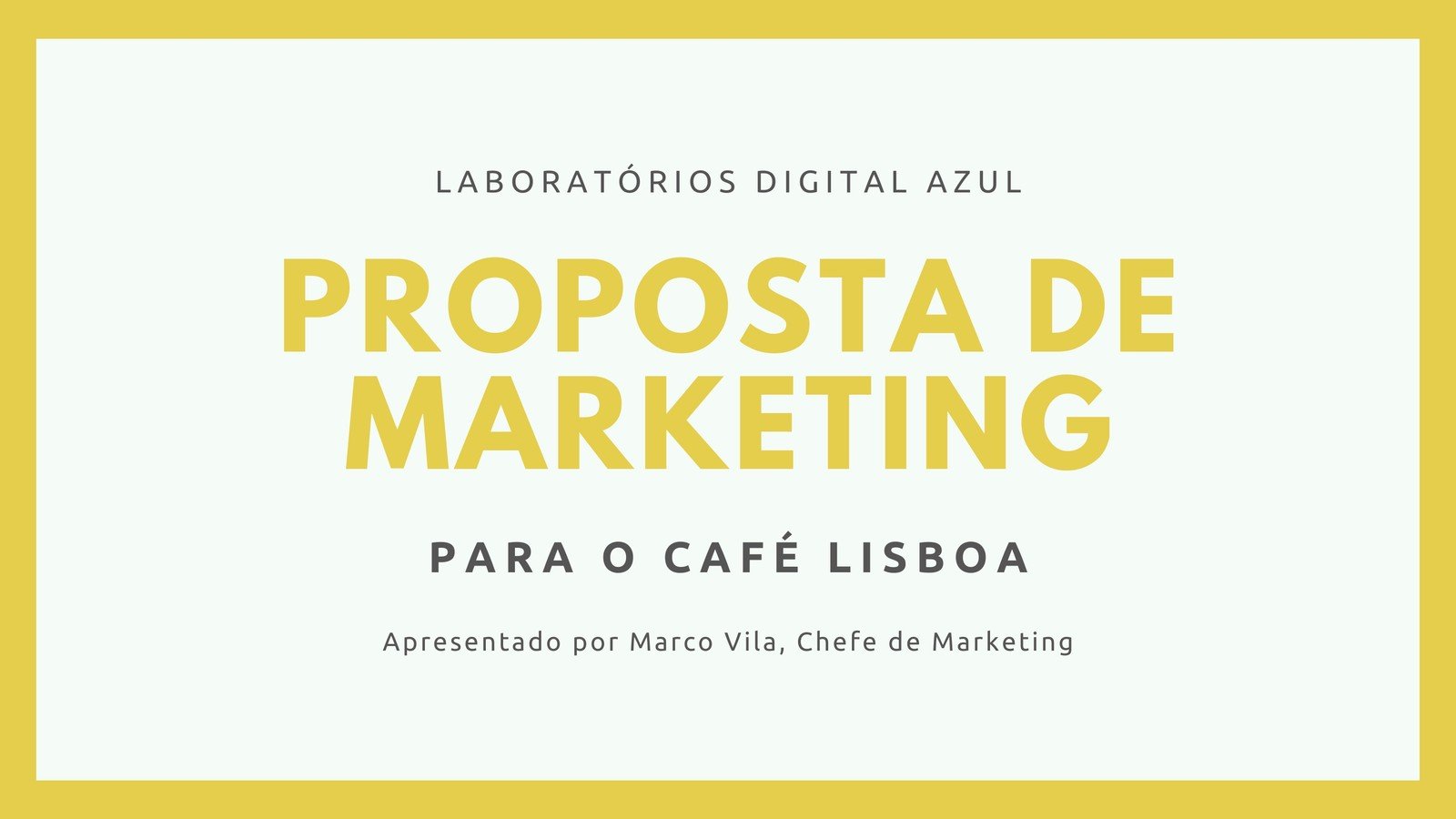 Apresentação a Amarelo e Branco de Fotografia e Proposta de Marketing