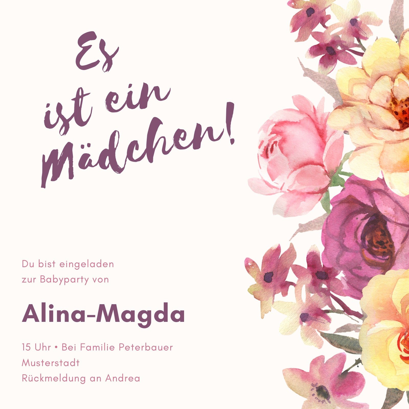 Lila Floral Babyparty Einladung Lila Floral Babyparty Einladung
