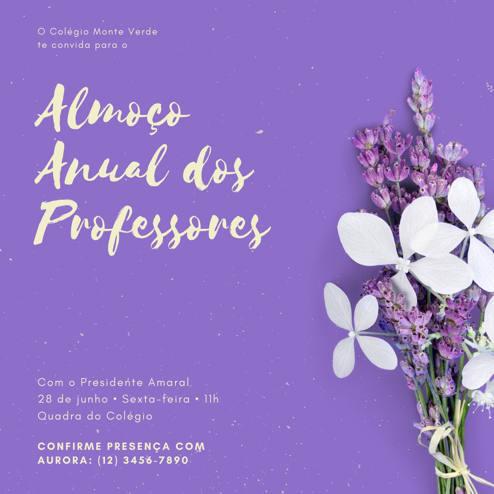 Lilás Professores Almoço Convite Lilás Professores Almoço Convite