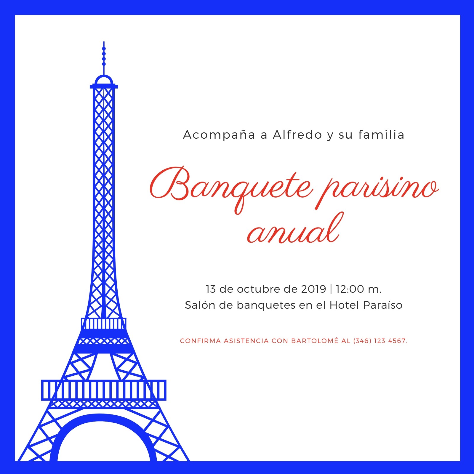 Blanco con Rojo Torre Eiffel Ilustración Banquete Francés Invitación Blanco con Rojo Torre Eiffel Ilustración Banquete Francés Invitación