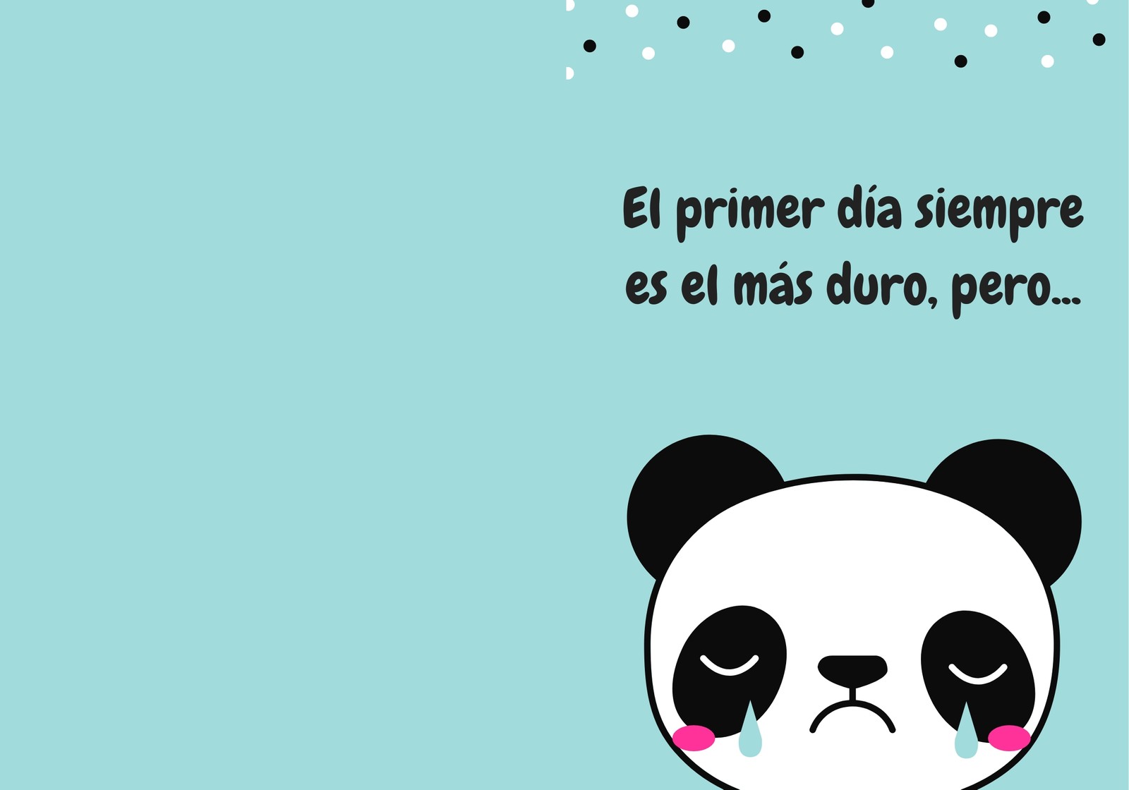 Azul Blanco Negro Puntos Panda Ilustrado Ánimo Tarjeta Plegada