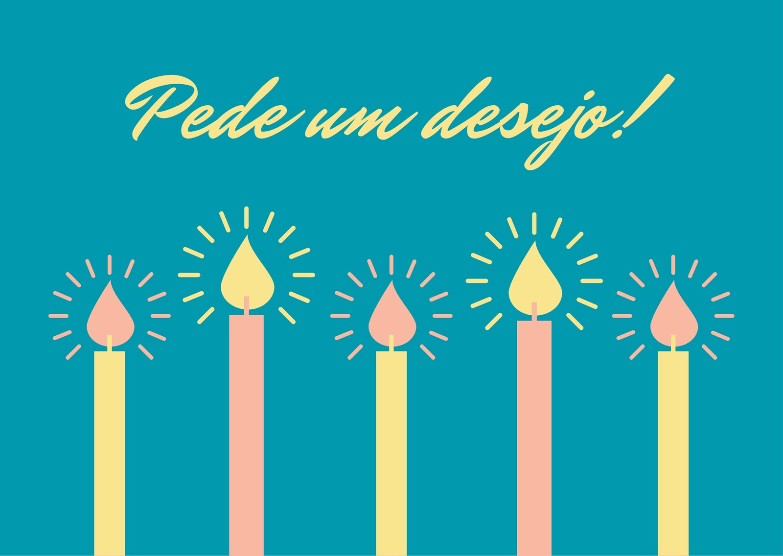Postal a Verde-água com Velas para Aniversário Postal a Verde-água com Velas para Aniversário