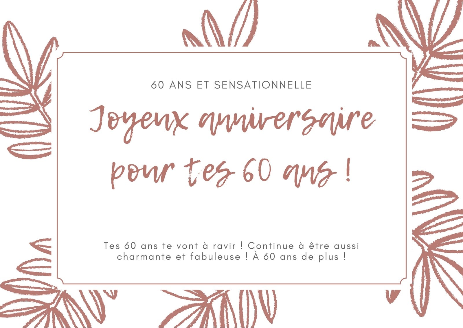 Marron Feuilles 60e Anniversaire Carte Marron Feuilles 60e Anniversaire Carte