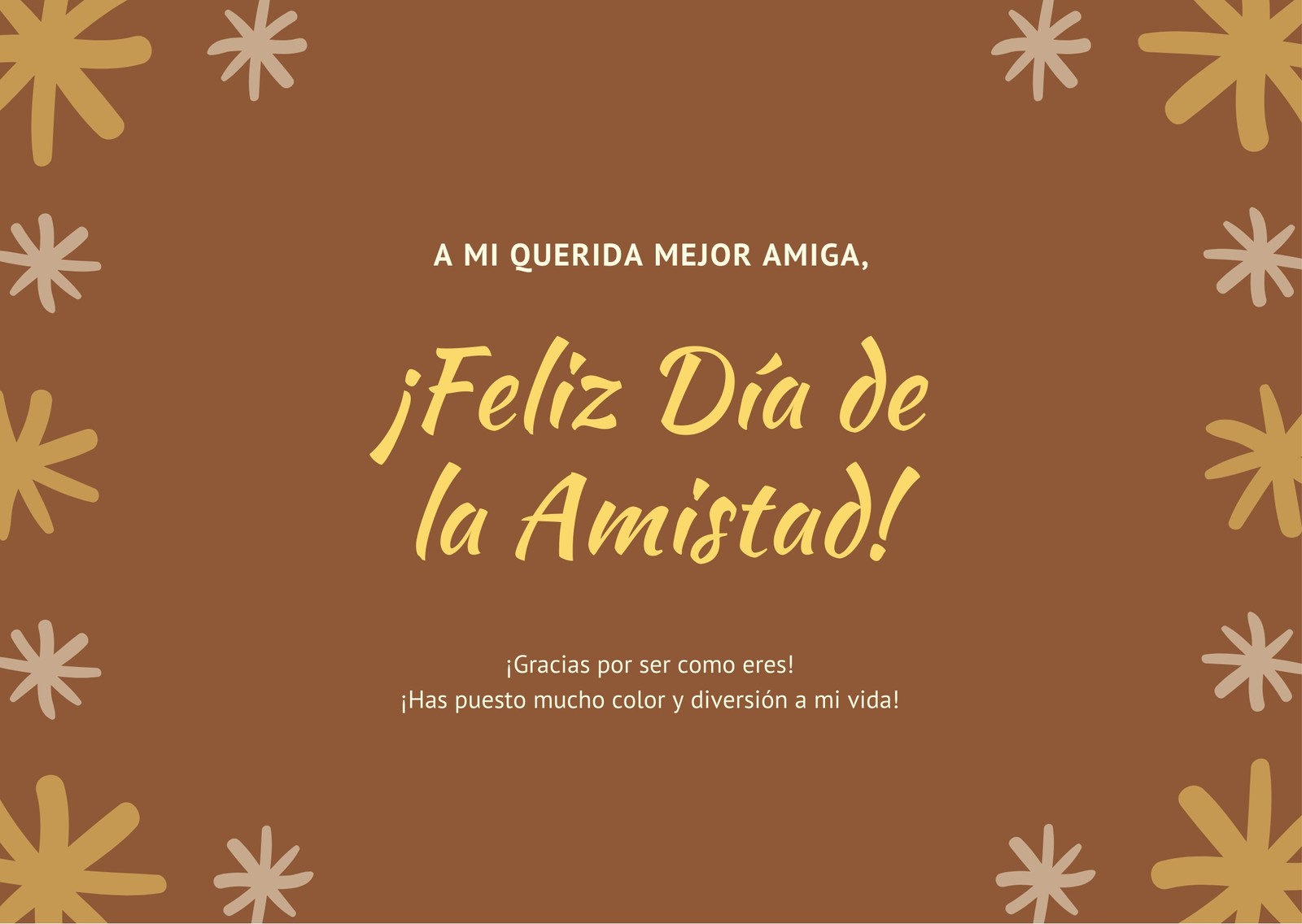 Marrón Amarillo Estrella Felicitación Día Internacional de la Amistad Tarjeta Marrón Amarillo Estrella Felicitación Día Internacional de la Amistad Tarjeta