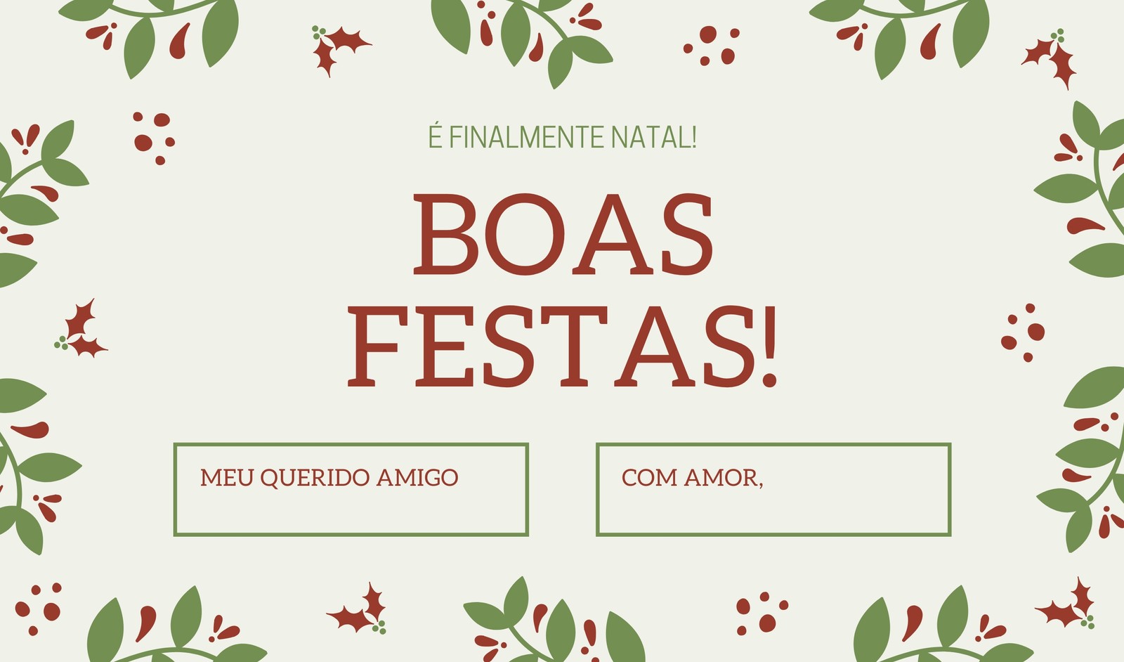 Tag a Vermelho e Bege com Folhas de Azevinho para Natal Tag a Vermelho e Bege com Folhas de Azevinho para Natal