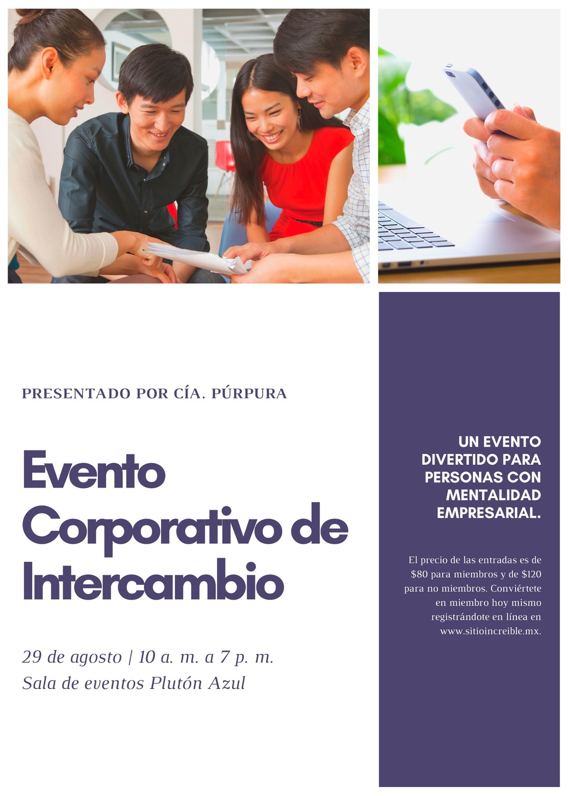 Púrpura Cuadrícula Marketing Promoción Corporativo Volante Púrpura Cuadrícula Marketing Promoción Corporativo Volante
