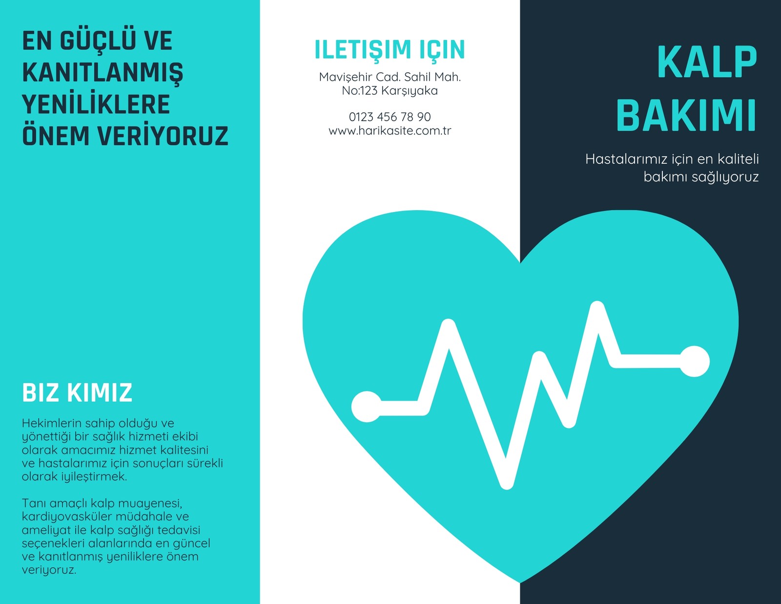 Turkuaz Kalp Vektörü Tıbbi Broşür Turkuaz Kalp Vektörü Tıbbi Broşür
