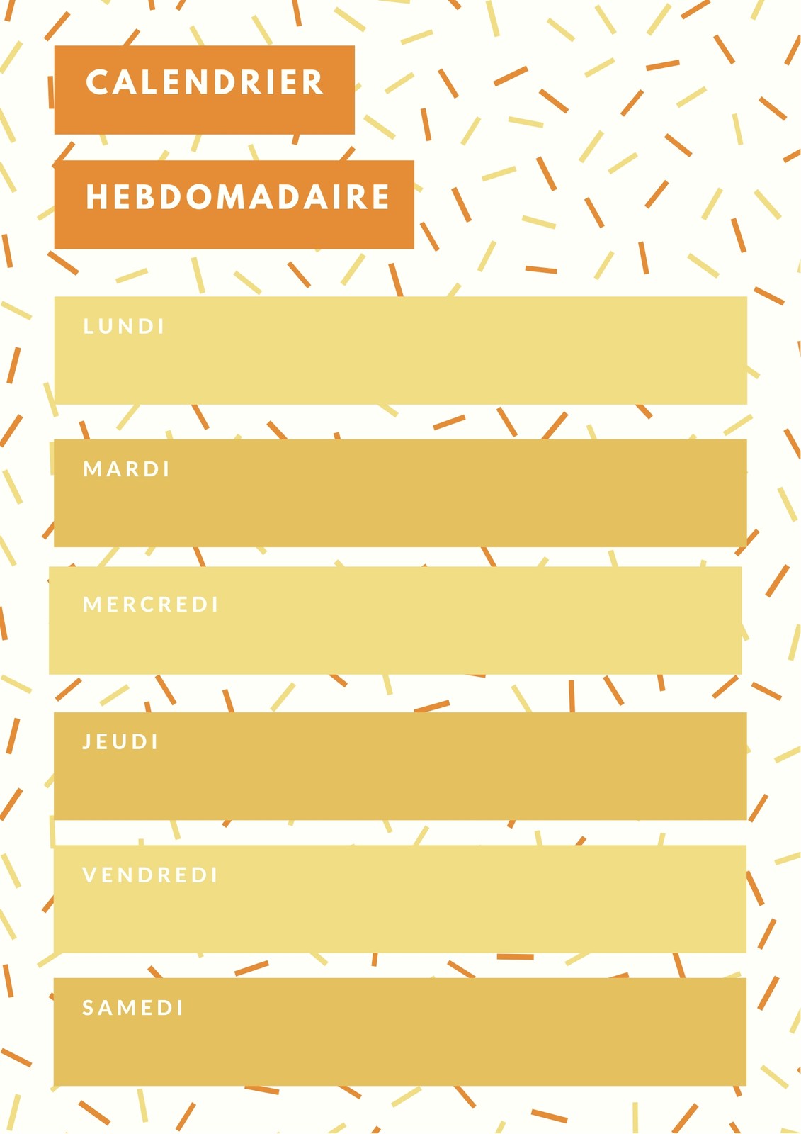 Jaune Paillettes Hebdomadaire Emploi du temps Jaune Paillettes Hebdomadaire Emploi du temps