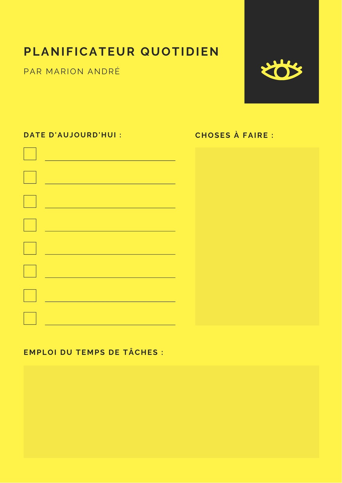Jaune Minimaliste Quotidien Planificateur Jaune Minimaliste Quotidien Planificateur