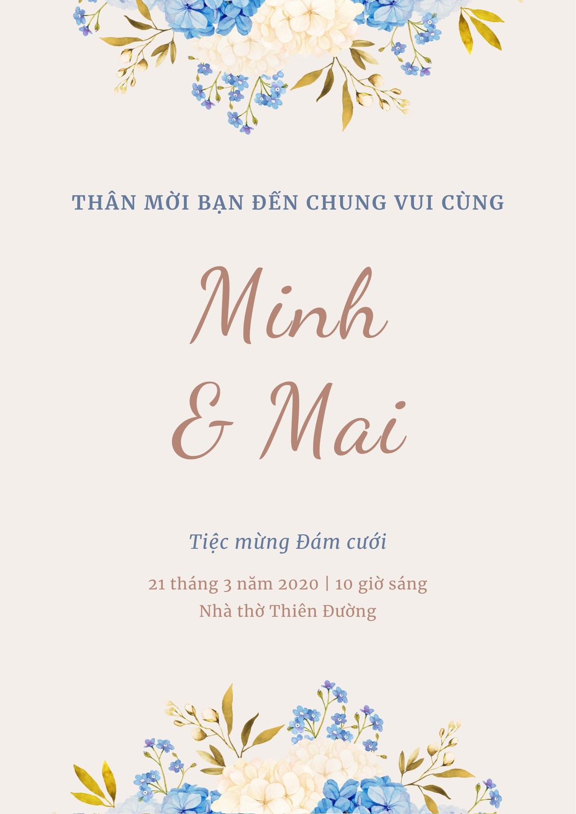 Chương trình lễ cưới hoa xanh nền kem Chương trình lễ cưới hoa xanh nền kem