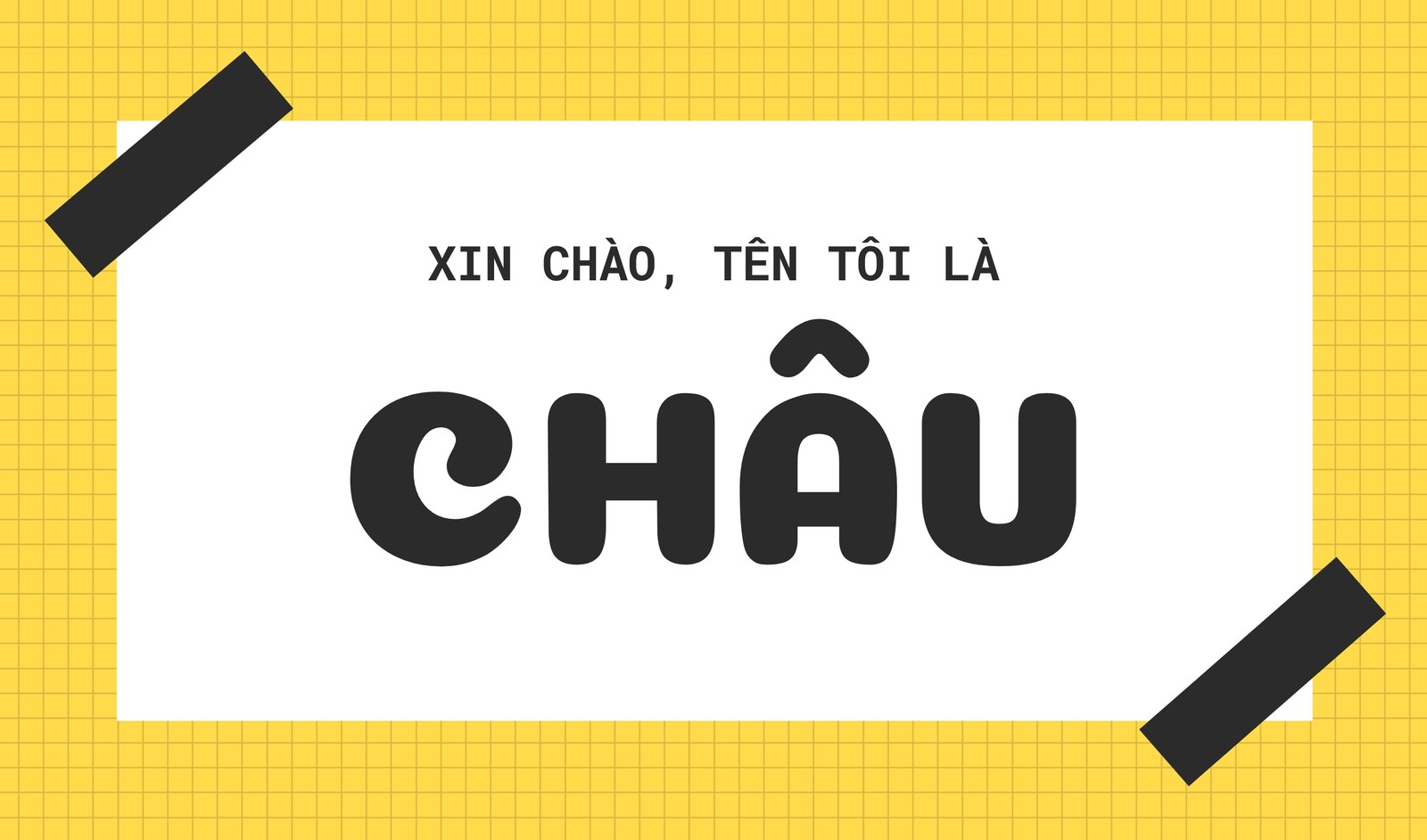 Mẫu thẻ tên kẻ ô vàng đen trắng Mẫu thẻ tên kẻ ô vàng đen trắng