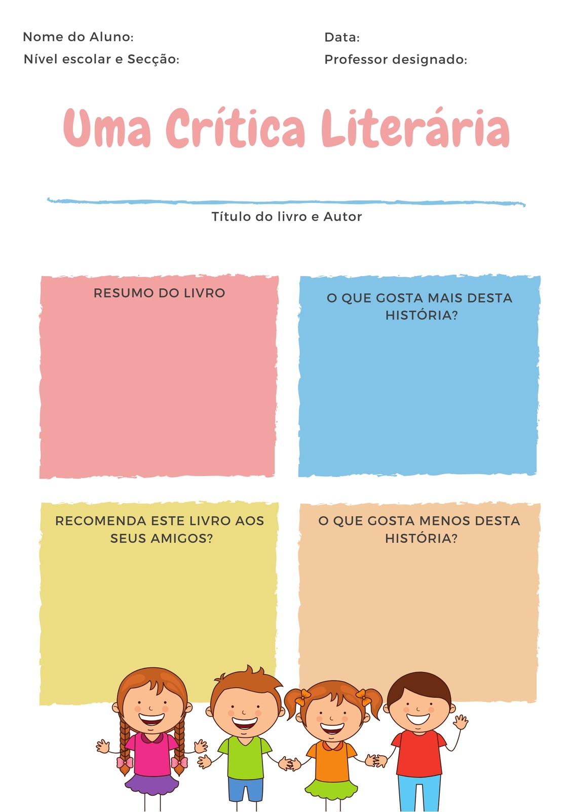 Documento de Trabalho a Pastel de Escola Primária sobre Crítica Literária Documento de Trabalho a Pastel de Escola Primária sobre Crítica Literária