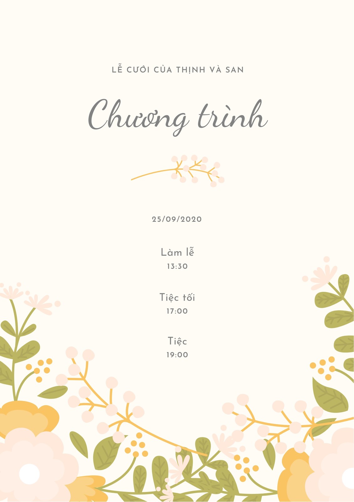 Màu be Hoa Đám cưới Chương trình Màu be Hoa Đám cưới Chương trình