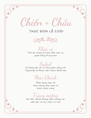 Menu tiệc cưới Menu tiệc cưới