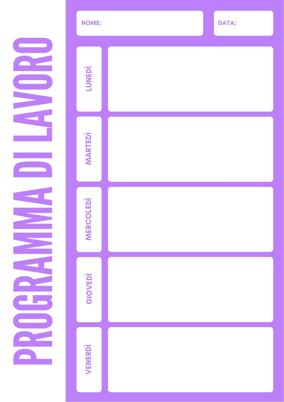 Viole e Bianco Riquadri Programma di Lavoro Planning