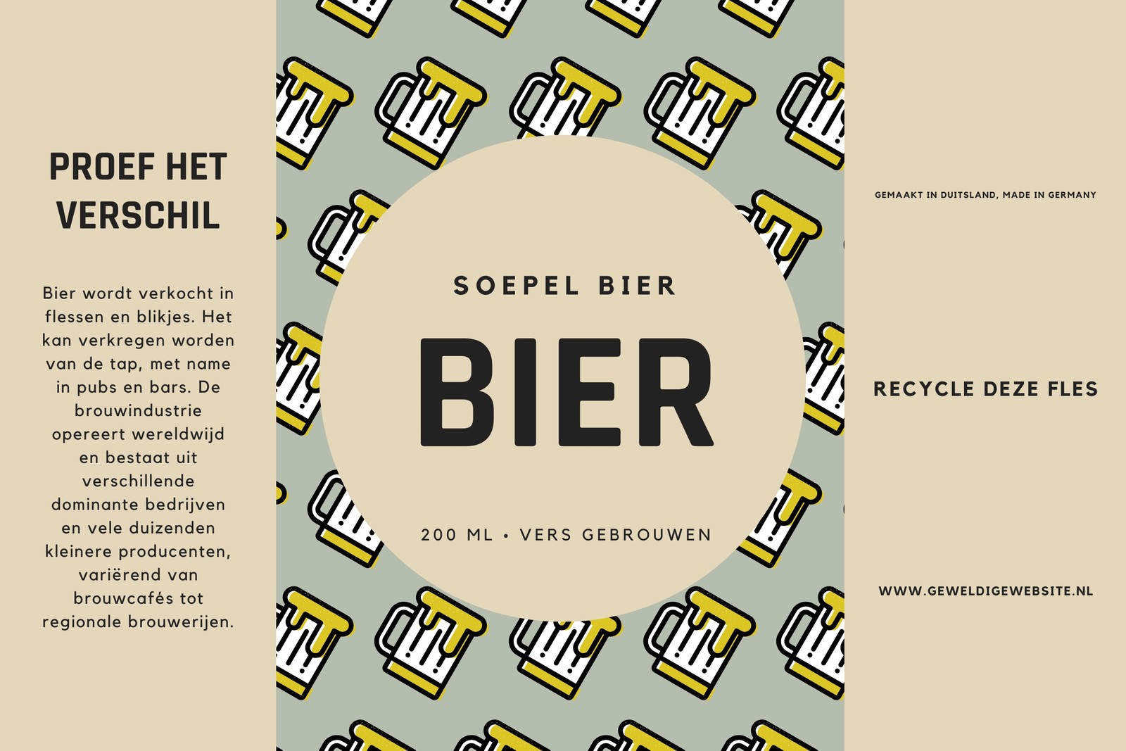 Bruin en Groen Mok Patroon Industrieel Bier Label Bruin en Groen Mok Patroon Industrieel Bier Label