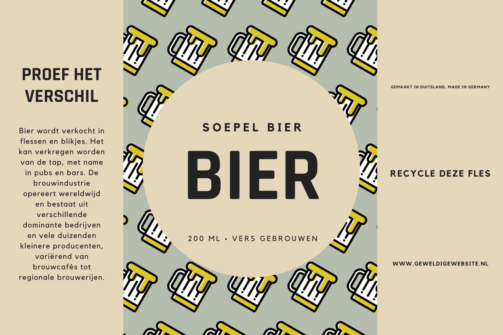 Bruin en Groen Mok Patroon Industrieel Bier Label Bruin en Groen Mok Patroon Industrieel Bier Label
