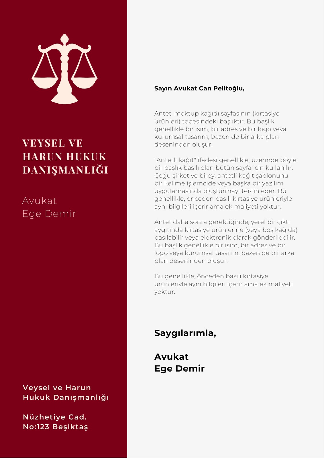Bordo Kenar Çubuğu Hukuk Firması Antetli Kağıt Bordo Kenar Çubuğu Hukuk Firması Antetli Kağıt