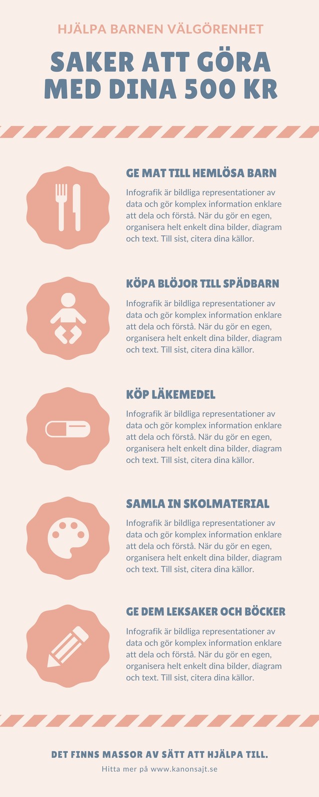 Persikofärgad Barn Välgörenhet Infografik