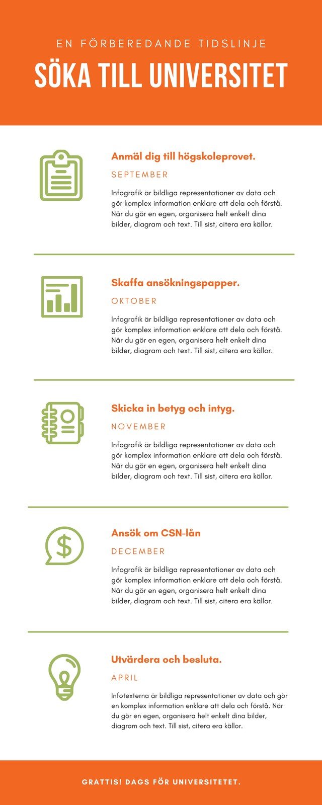 Orange Högskola Ansökan Tidslinje Infografik