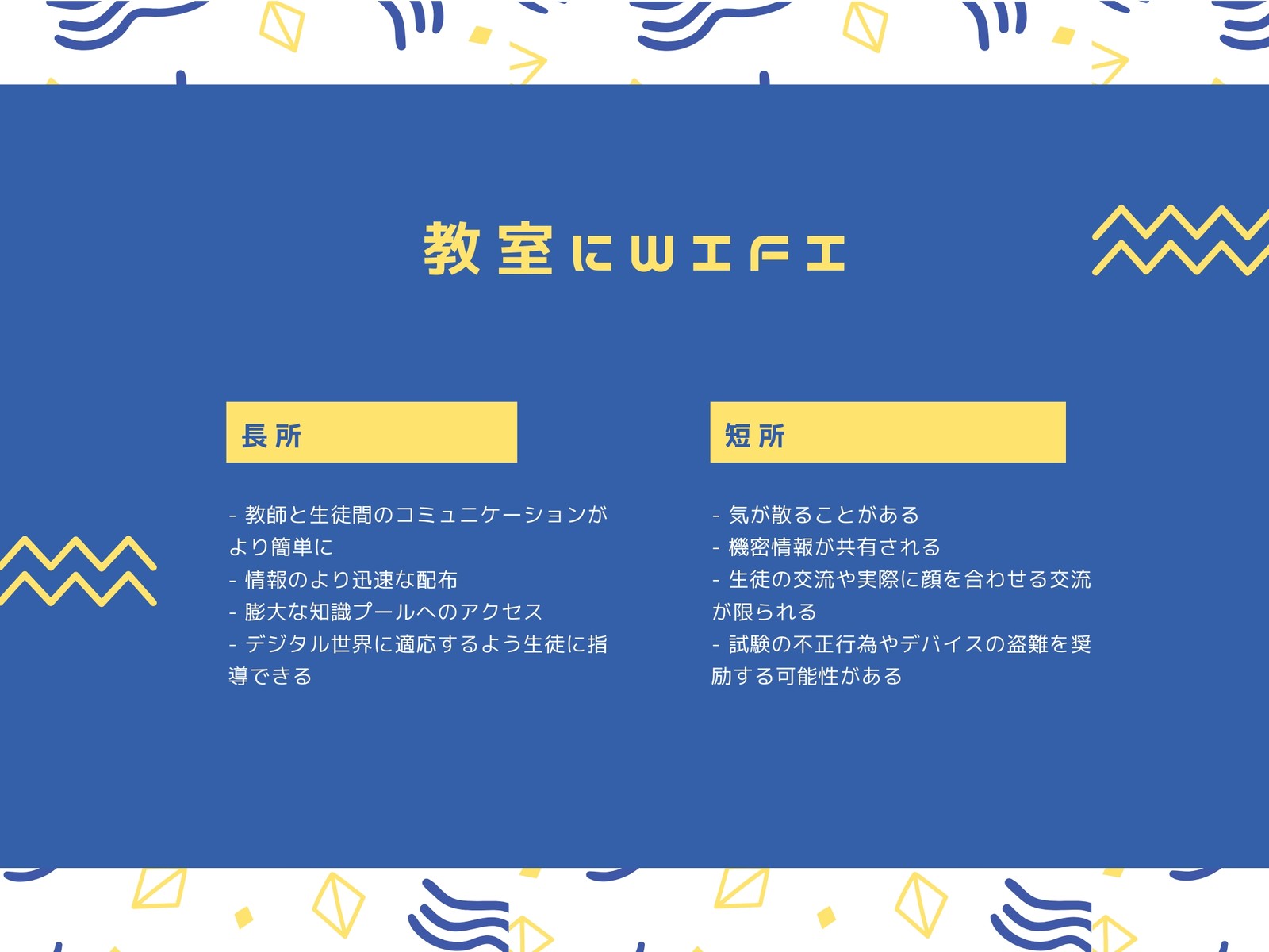 青と黄色 ファンキーなTチャート