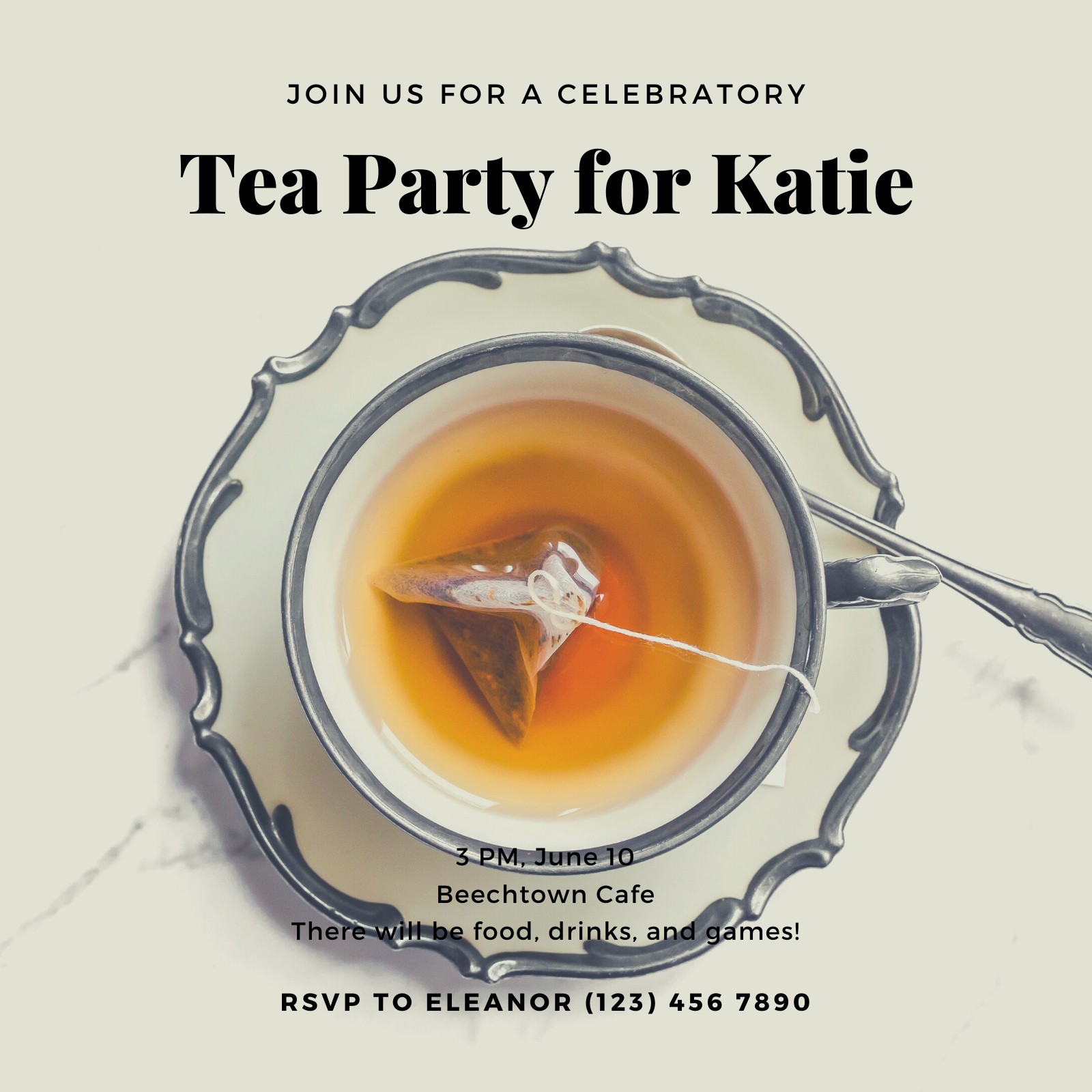 Brown and Cream Modern Bridal Tea Invitation Brown and Cream Modern Bridal Tea Invitation