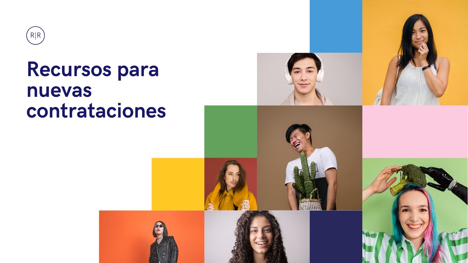 Verde Azul Verde y Amarillo Collage de Fotos Moderno Recursos para Nuevas Contrataciones Empresarial Presentación