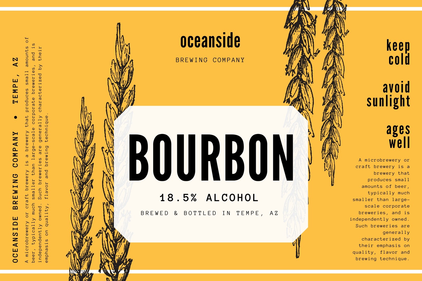 Yellow Vintage Wheat Illustration Beer Label Yellow Vintage Wheat Illustration Beer Label