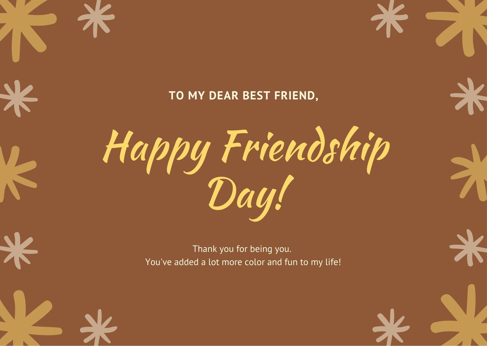 Brown Star Greeting International Friendship Day Card Brown Star Greeting International Friendship Day Card