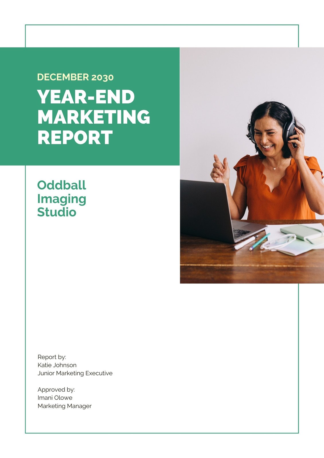 Marketing Report in Green White Yellow Clean Style