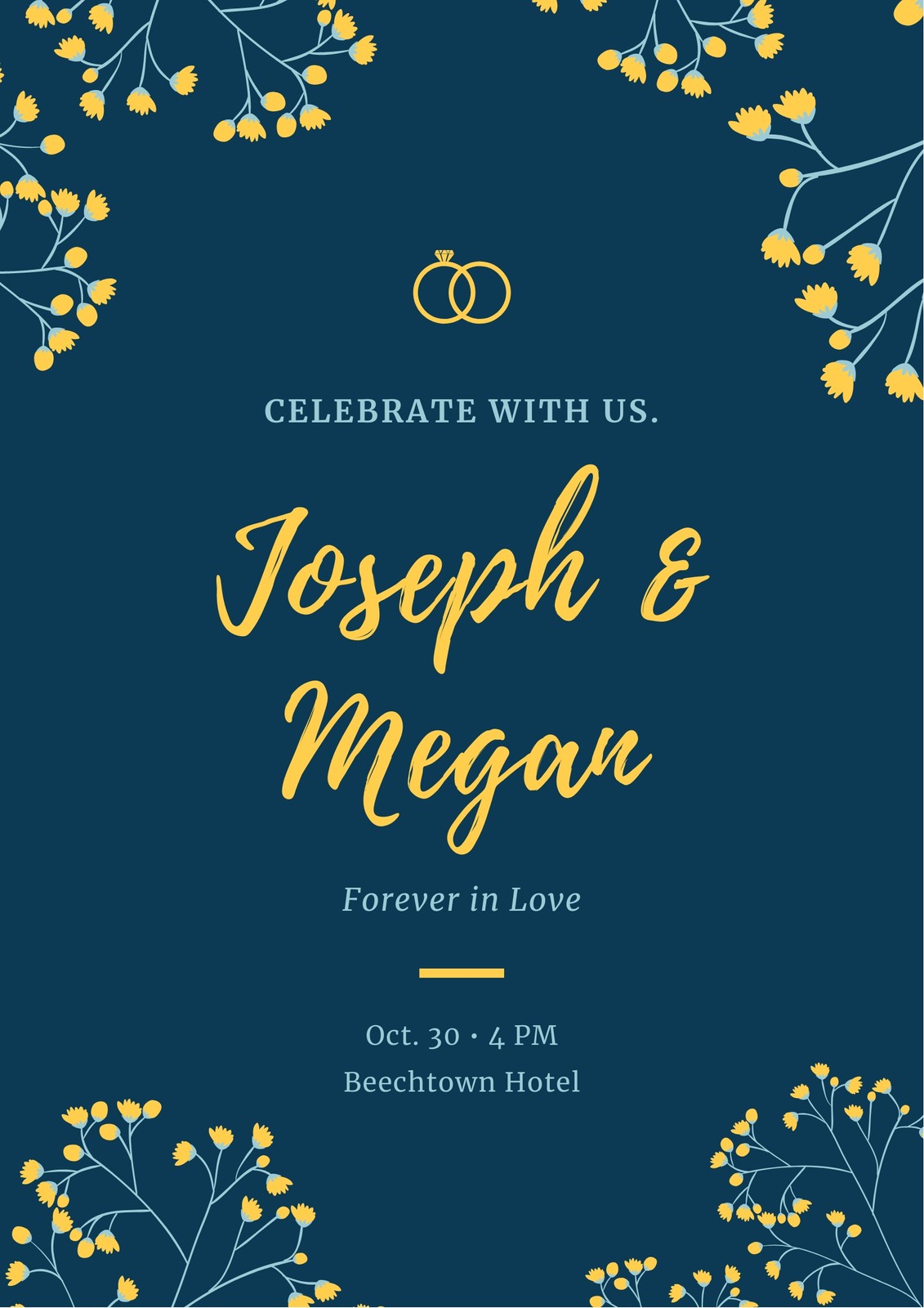 Blue and Yellow Flowers Wedding Program Blue and Yellow Flowers Wedding Program