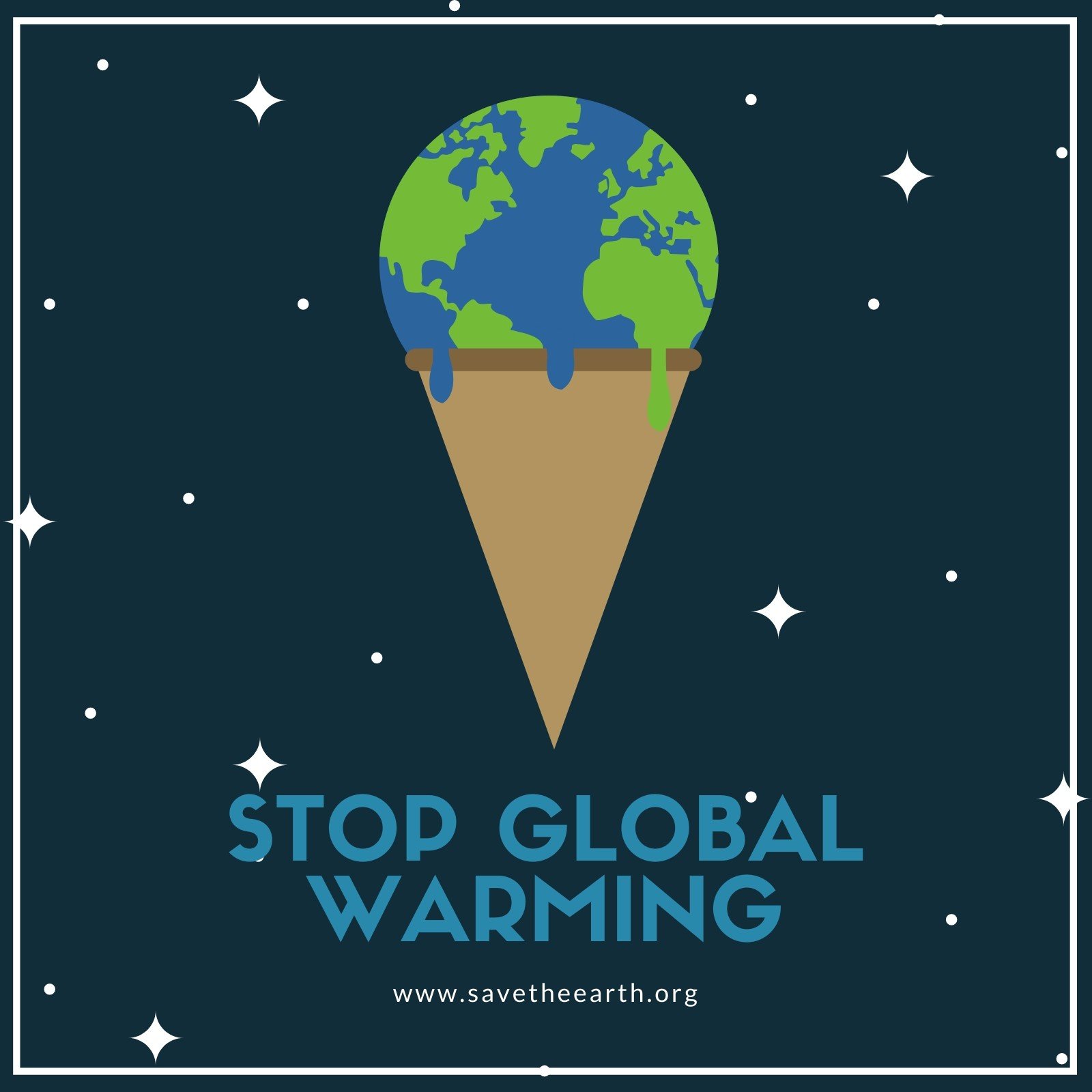 Navy Blue Earth Ice Cream Global Warming Social Media Graphic Navy Blue Earth Ice Cream Global Warming Social Media Graphic