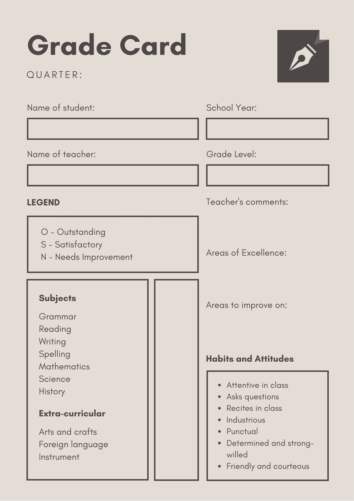 how to change report card grades with pen Free custom printable homeschool templates How to Change Report Card