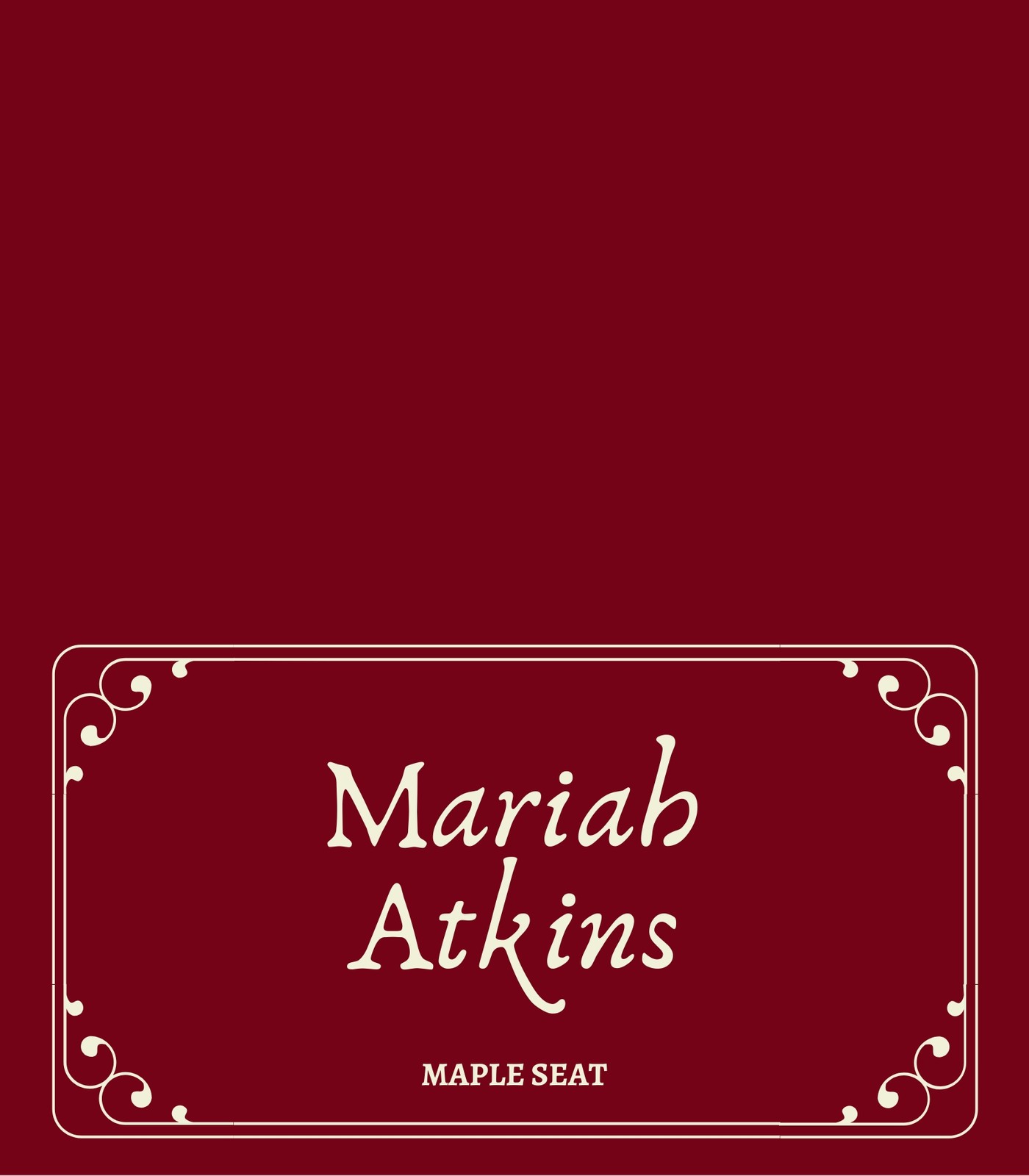Maroon Thanksgiving Place Card Maroon Thanksgiving Place Card
