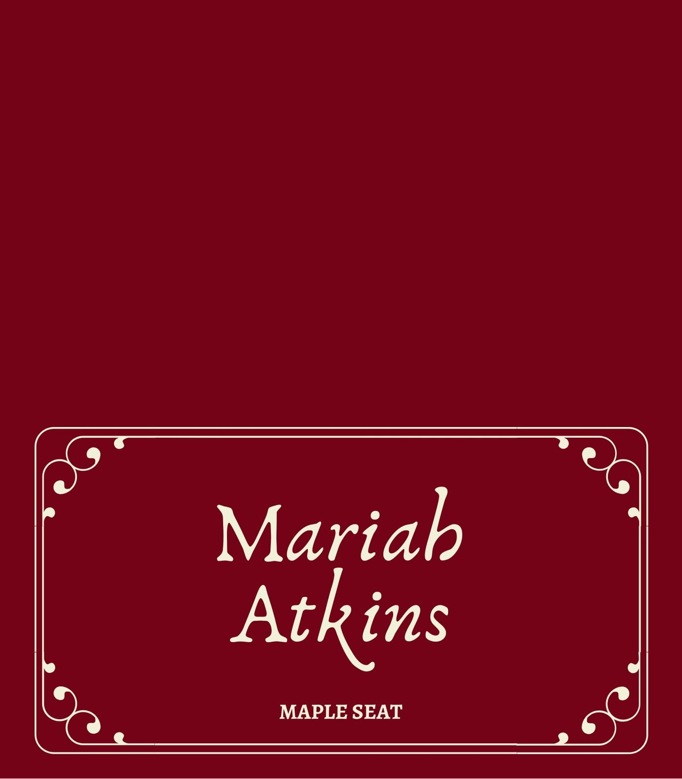 Maroon Thanksgiving Place Card Maroon Thanksgiving Place Card