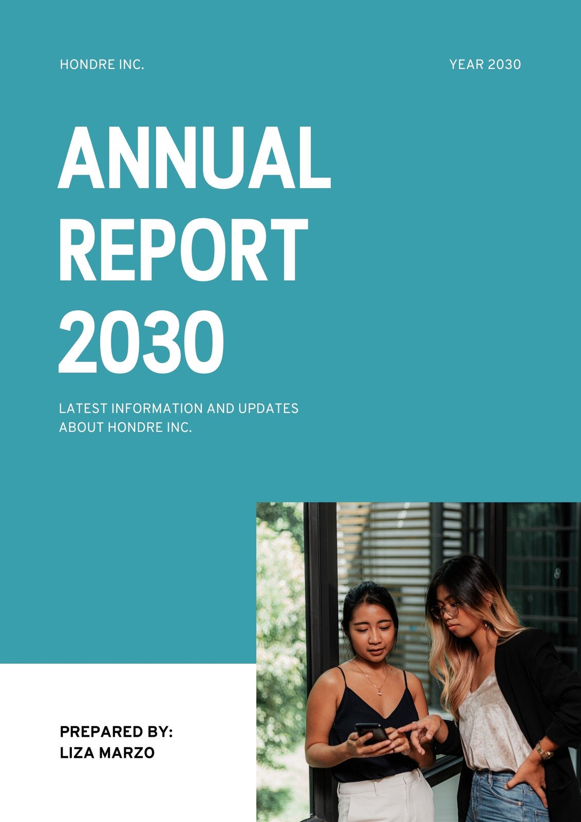 Annual Marketing Report in Sky Blue White Clean Style