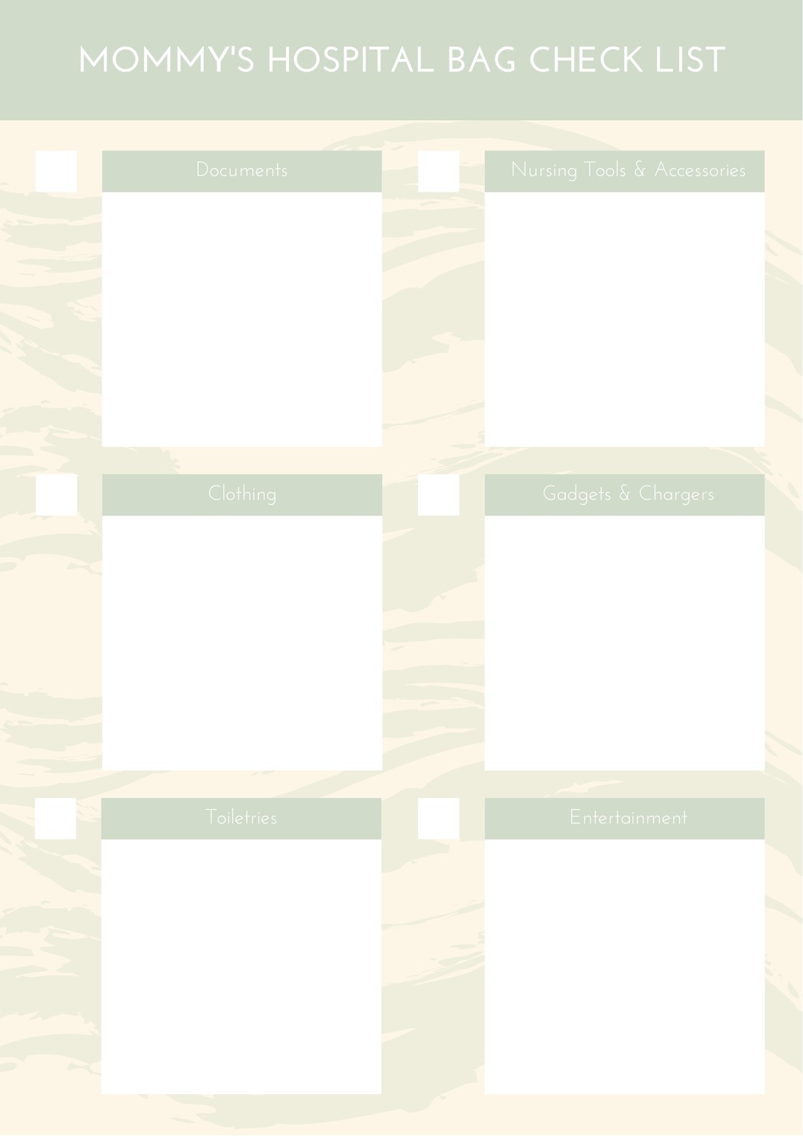 Green Yellow Packing Checklist Green Yellow Packing Checklist