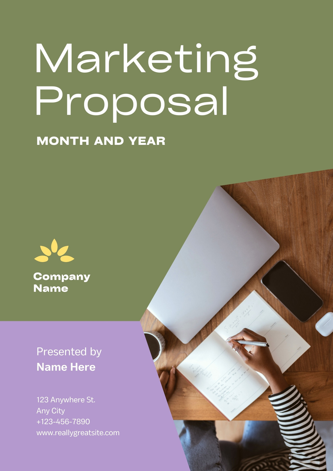 General Proposal in Olive Green Lavender Friendly Dynamic Style