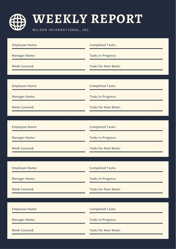 Page 2 - Free printable, customizable weekly report templates | Canva