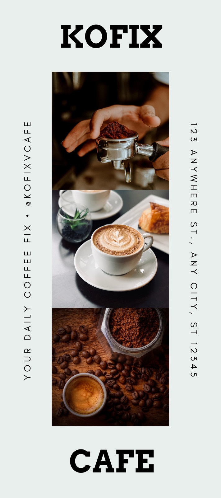 Coffee Business Rack Cards in White Black Photo Collage Style Coffee Business Rack Cards in White Black Photo Collage Style