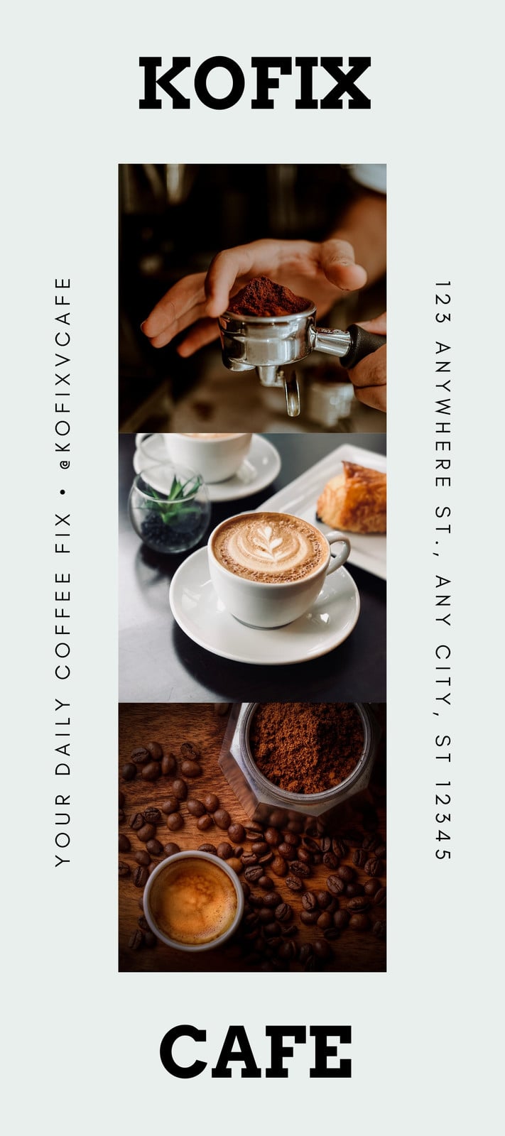 Coffee Business Rack Cards in White Black Photo Collage Style Coffee Business Rack Cards in White Black Photo Collage Style