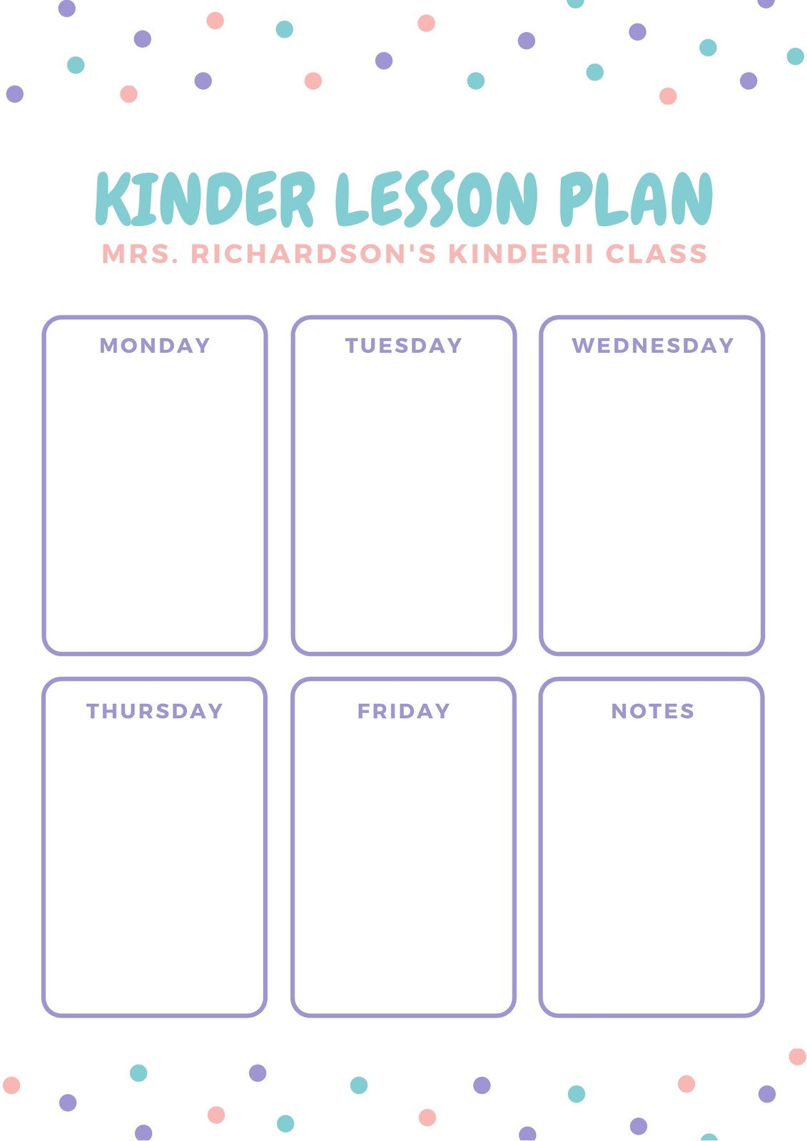 White Pastel Polka Dots Kindergarten Lesson Plan