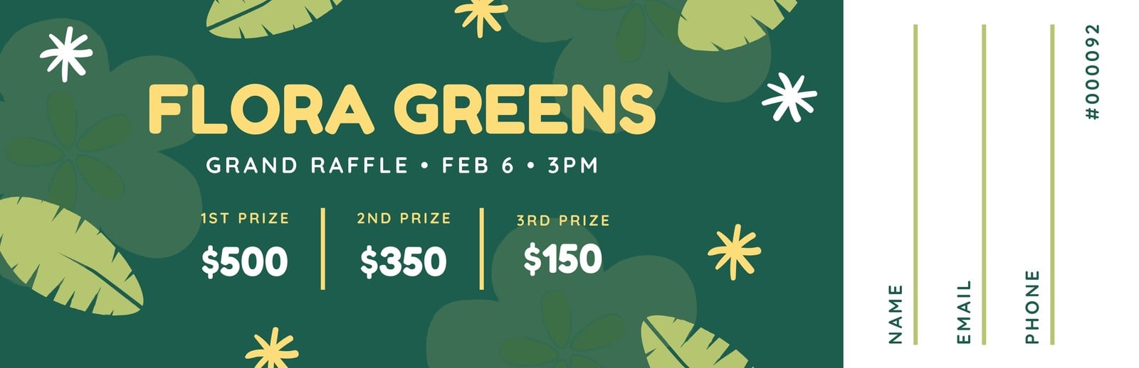 Green Yellow Nature Floral Raffle Ticket Green Yellow Nature Floral Raffle Ticket