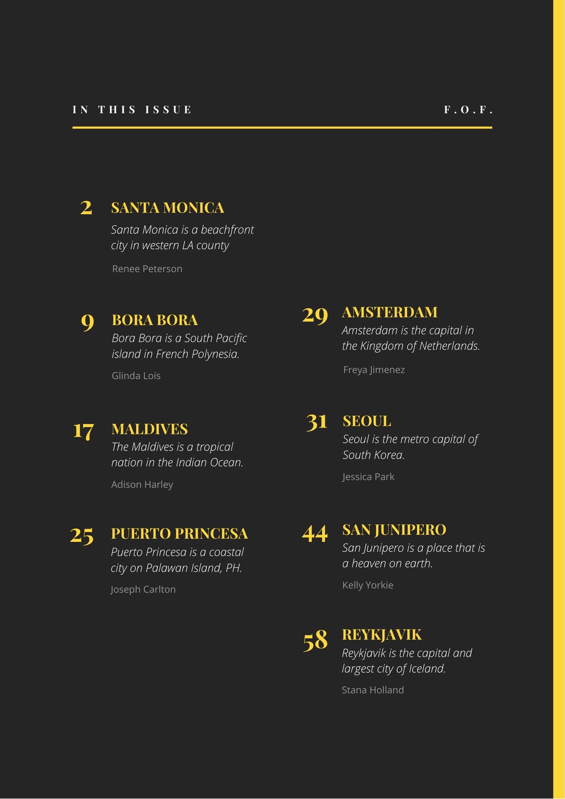 Charcoal and Yellow Simple Table of Contents Charcoal and Yellow Simple Table of Contents